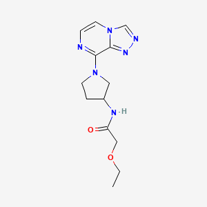 molecular formula C13H18N6O2 B2369606 N-(1-([1,2,4]triazolo[4,3-a]pyrazin-8-yl)pyrrolidin-3-yl)-2-ethoxyacetamide CAS No. 2034295-59-3