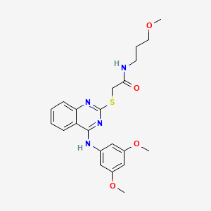 molecular formula C22H26N4O4S B2369648 2-({4-[(3,5-dimethoxyphenyl)amino]quinazolin-2-yl}sulfanyl)-N-(3-methoxypropyl)acetamide CAS No. 688356-37-8