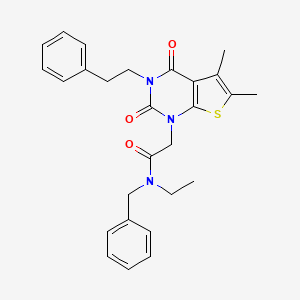 molecular formula C27H29N3O3S B2369669 N-benzyl-2-[5,6-dimethyl-2,4-dioxo-3-(2-phenylethyl)-1H,2H,3H,4H-thieno[2,3-d]pyrimidin-1-yl]-N-ethylacetamide CAS No. 689740-76-9