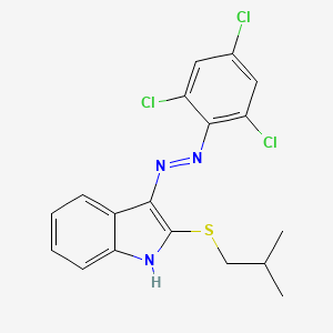 molecular formula C18H16Cl3N3S B2369696 2-(isobutylsulfanyl)-3H-indol-3-one N-(2,4,6-trichlorophenyl)hydrazone CAS No. 478042-27-2
