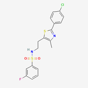molecular formula C18H16ClFN2O2S2 B2369707 N-(2-(2-(4-chlorophenyl)-4-methylthiazol-5-yl)ethyl)-3-fluorobenzenesulfonamide CAS No. 894007-65-9