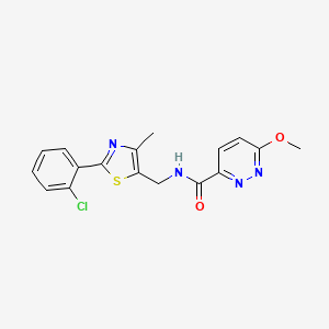 molecular formula C17H15ClN4O2S B2369720 N-((2-(2-chlorophenyl)-4-methylthiazol-5-yl)methyl)-6-methoxypyridazine-3-carboxamide CAS No. 1421524-73-3