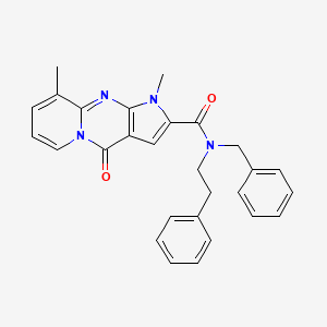 molecular formula C28H26N4O2 B2369721 N-benzyl-1,9-dimethyl-4-oxo-N-phenethyl-1,4-dihydropyrido[1,2-a]pyrrolo[2,3-d]pyrimidine-2-carboxamide CAS No. 864854-53-5