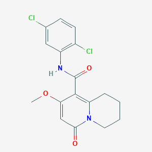 molecular formula C17H16Cl2N2O3 B2369734 N-(2,5-DICHLOROPHENYL)-8-METHOXY-6-OXO-2,3,4,6-TETRAHYDRO-1H-QUINOLIZINE-9-CARBOXAMIDE CAS No. 1775346-10-5