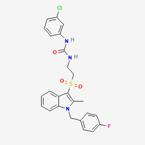 molecular formula C25H23ClFN3O3S B2369735 1-(3-chlorophenyl)-3-(2-((1-(4-fluorobenzyl)-2-methyl-1H-indol-3-yl)sulfonyl)ethyl)urea CAS No. 946291-92-5