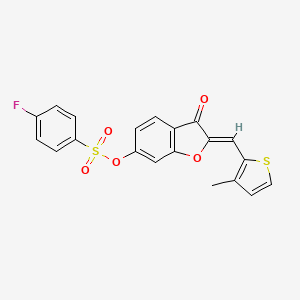 B2369748 (Z)-2-((3-methylthiophen-2-yl)methylene)-3-oxo-2,3-dihydrobenzofuran-6-yl 4-fluorobenzenesulfonate CAS No. 929472-66-2