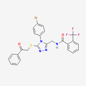 N-[[4-(4-bromophenyl)-5-phenacylsulfanyl-1,2,4-triazol-3-yl]methyl]-2-(trifluoromethyl)benzamide