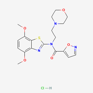 molecular formula C19H23ClN4O5S B2369772 N-(4,7-dimethoxybenzo[d]thiazol-2-yl)-N-(2-morpholinoethyl)isoxazole-5-carboxamide hydrochloride CAS No. 1219175-63-9