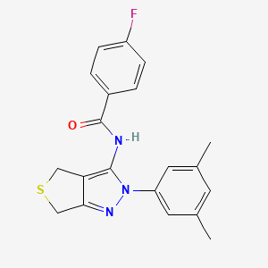molecular formula C20H18FN3OS B2369792 N-(2-(3,5-dimethylphenyl)-4,6-dihydro-2H-thieno[3,4-c]pyrazol-3-yl)-4-fluorobenzamide CAS No. 396720-30-2