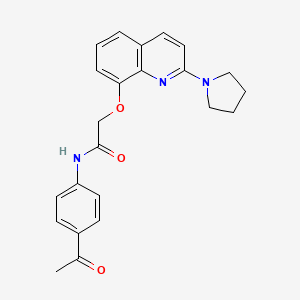 molecular formula C23H23N3O3 B2369799 N-(4-acetylphenyl)-2-((2-(pyrrolidin-1-yl)quinolin-8-yl)oxy)acetamide CAS No. 921538-28-5