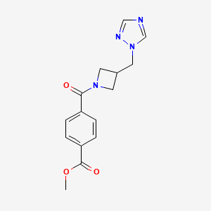 molecular formula C15H16N4O3 B2369807 methyl 4-(3-((1H-1,2,4-triazol-1-yl)methyl)azetidine-1-carbonyl)benzoate CAS No. 2176270-64-5