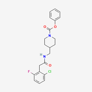 molecular formula C21H22ClFN2O3 B2369810 Phenyl 4-((2-(2-chloro-6-fluorophenyl)acetamido)methyl)piperidine-1-carboxylate CAS No. 1797790-91-0