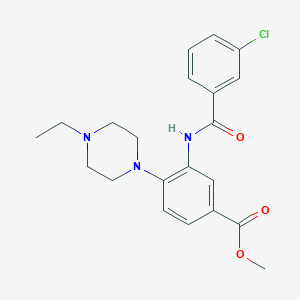 molecular formula C21H24ClN3O3 B236982 METHYL 3-(3-CHLOROBENZAMIDO)-4-(4-ETHYLPIPERAZIN-1-YL)BENZOATE 