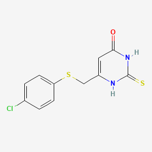 molecular formula C11H9ClN2OS2 B2369824 6-{[(4-chlorophenyl)thio]methyl}-2-mercaptopyrimidin-4(3H)-one CAS No. 354538-71-9