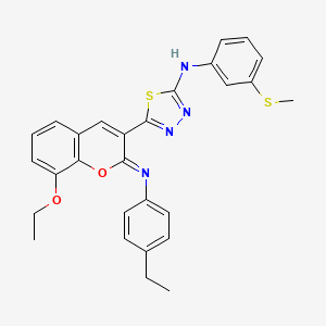molecular formula C28H26N4O2S2 B2369830 5-[(2Z)-8-ethoxy-2-[(4-ethylphenyl)imino]-2H-chromen-3-yl]-N-[3-(methylsulfanyl)phenyl]-1,3,4-thiadiazol-2-amine CAS No. 1243086-20-5
