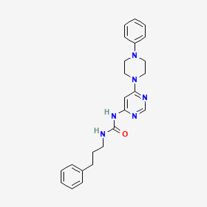molecular formula C24H28N6O B2369840 1-(6-(4-Phenylpiperazin-1-yl)pyrimidin-4-yl)-3-(3-phenylpropyl)urea CAS No. 1421533-18-7