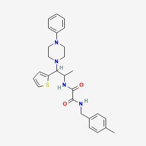 molecular formula C27H32N4O2S B2369924 N1-(4-methylbenzyl)-N2-(1-(4-phenylpiperazin-1-yl)-1-(thiophen-2-yl)propan-2-yl)oxalamide CAS No. 863017-26-9
