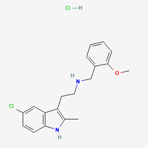 molecular formula C19H22Cl2N2O B2369931 2-(5-chloro-2-methyl-1H-indol-3-yl)-N-(2-methoxybenzyl)ethanamine hydrochloride CAS No. 1351590-10-7
