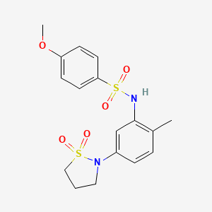 molecular formula C17H20N2O5S2 B2369970 N-(5-(1,1-dioxidoisothiazolidin-2-yl)-2-methylphenyl)-4-methoxybenzenesulfonamide CAS No. 946343-00-6