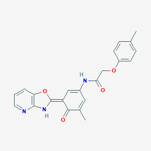 molecular formula C22H19N3O4 B236999 N-[(3E)-5-methyl-3-(3H-[1,3]oxazolo[4,5-b]pyridin-2-ylidene)-4-oxocyclohexa-1,5-dien-1-yl]-2-(4-methylphenoxy)acetamide 