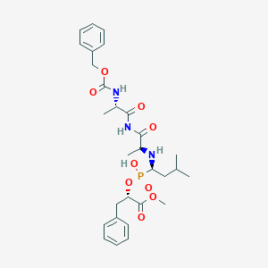 molecular formula C29H40N3O9P B237000 Benzyloxycarbonylalanyl-alanyl-leucyl phosphinate-3-phenyllactic acid methyl ester CAS No. 128901-55-3