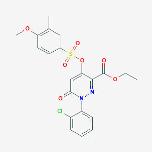 molecular formula C21H19ClN2O7S B2370025 Ethyl 1-(2-chlorophenyl)-4-(((4-methoxy-3-methylphenyl)sulfonyl)oxy)-6-oxo-1,6-dihydropyridazine-3-carboxylate CAS No. 899959-05-8