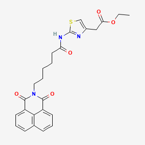 molecular formula C25H25N3O5S B2370035 {2-[6-(1,3-Dioxo-1H,3H-benzo[de]isoquinolin-2-yl)-hexanoylamino]-thiazol-4-yl}-acetic acid ethyl ester CAS No. 438481-68-6