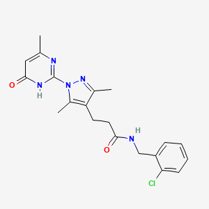 N-(2-chlorobenzyl)-3-(3,5-dimethyl-1-(4-methyl-6-oxo-1,6-dihydropyrimidin-2-yl)-1H-pyrazol-4-yl)propanamide