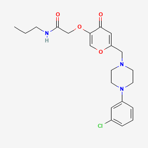 molecular formula C21H26ClN3O4 B2370042 2-[(6-{[4-(3-chlorophenyl)piperazin-1-yl]methyl}-4-oxo-4H-pyran-3-yl)oxy]-N-propylacetamide CAS No. 898420-34-3