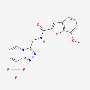 molecular formula C18H13F3N4O3 B2370052 7-methoxy-N-((8-(trifluoromethyl)-[1,2,4]triazolo[4,3-a]pyridin-3-yl)methyl)benzofuran-2-carboxamide CAS No. 2034327-87-0