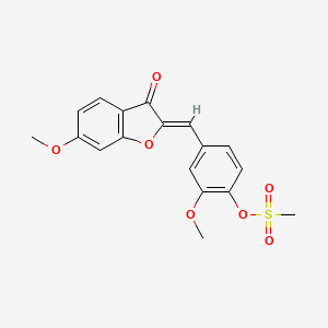 molecular formula C18H16O7S B2370057 (Z)-2-methoxy-4-((6-methoxy-3-oxobenzofuran-2(3H)-ylidene)methyl)phenyl methanesulfonate CAS No. 869078-73-9