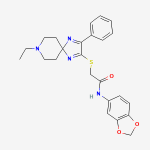 molecular formula C24H26N4O3S B2370066 N-(2H-1,3-BENZODIOXOL-5-YL)-2-({8-ETHYL-3-PHENYL-1,4,8-TRIAZASPIRO[4.5]DECA-1,3-DIEN-2-YL}SULFANYL)ACETAMIDE CAS No. 1184980-32-2