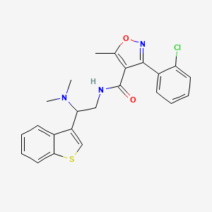 molecular formula C23H22ClN3O2S B2370070 N-[2-(1-benzothiophen-3-yl)-2-(dimethylamino)ethyl]-3-(2-chlorophenyl)-5-methyl-1,2-oxazole-4-carboxamide CAS No. 2034391-07-4