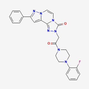 B2370107 4-[2-[4-(2-Fluorophenyl)piperazin-1-yl]-2-oxoethyl]-11-phenyl-3,4,6,9,10-pentazatricyclo[7.3.0.02,6]dodeca-1(12),2,7,10-tetraen-5-one CAS No. 1206991-18-5