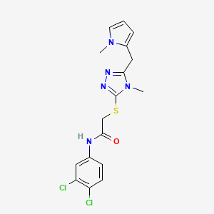molecular formula C17H17Cl2N5OS B2370119 N-(3,4-dichlorophenyl)-2-({4-methyl-5-[(1-methyl-1H-pyrrol-2-yl)methyl]-4H-1,2,4-triazol-3-yl}sulfanyl)acetamide CAS No. 868229-29-2
