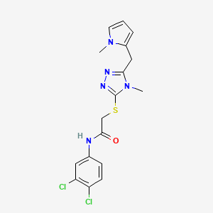 molecular formula C17H17Cl2N5OS B2370119 N-(3,4-dichlorophenyl)-2-[[4-methyl-5-[(1-methylpyrrol-2-yl)methyl]-1,2,4-triazol-3-yl]sulfanyl]acetamide CAS No. 868229-29-2