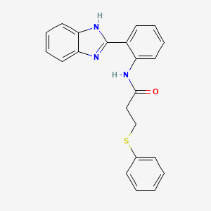 molecular formula C22H19N3OS B2370121 N-(2-(1H-benzo[d]imidazol-2-yl)phenyl)-3-(phenylthio)propanamide CAS No. 393837-35-9