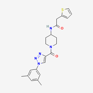 molecular formula C22H25N5O2S B2370123 N-(1-(1-(3,5-dimethylphenyl)-1H-1,2,3-triazole-4-carbonyl)piperidin-4-yl)-2-(thiophen-2-yl)acetamide CAS No. 1251602-36-4