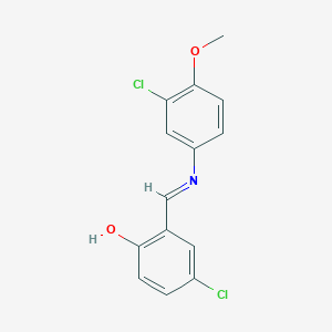 molecular formula C14H11Cl2NO2 B2370125 4-氯-2-{(E)-[(3-氯-4-甲氧基苯基)亚氨基]甲基}苯酚 CAS No. 300865-44-5