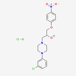 molecular formula C19H23Cl2N3O4 B2370165 1-(4-(3-Chlorophenyl)piperazin-1-yl)-3-(4-nitrophenoxy)propan-2-ol hydrochloride CAS No. 1215852-58-6