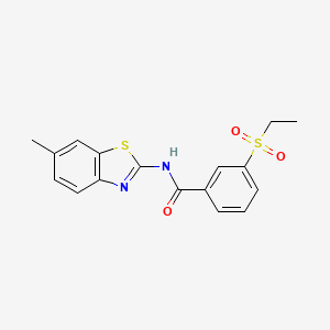 molecular formula C17H16N2O3S2 B2370187 3-(ethylsulfonyl)-N-(6-methylbenzo[d]thiazol-2-yl)benzamide CAS No. 886916-57-0