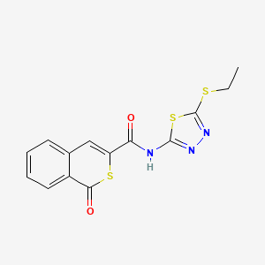 molecular formula C14H11N3O2S3 B2370204 N-[5-(ethylsulfanyl)-1,3,4-thiadiazol-2-yl]-1-oxo-1H-isothiochromene-3-carboxamide CAS No. 924824-21-5