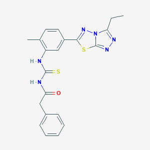 molecular formula C21H20N6OS2 B237024 N-[5-(3-ethyl[1,2,4]triazolo[3,4-b][1,3,4]thiadiazol-6-yl)-2-methylphenyl]-N'-(phenylacetyl)thiourea 