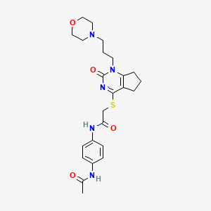 molecular formula C24H31N5O4S B2370249 N-(4-acetamidophenyl)-2-((1-(3-morpholinopropyl)-2-oxo-2,5,6,7-tetrahydro-1H-cyclopenta[d]pyrimidin-4-yl)thio)acetamide CAS No. 898451-16-6