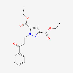 molecular formula C18H20N2O5 B2370272 diethyl 1-(3-oxo-3-phenylpropyl)-1H-pyrazole-3,5-dicarboxylate CAS No. 2061679-16-9