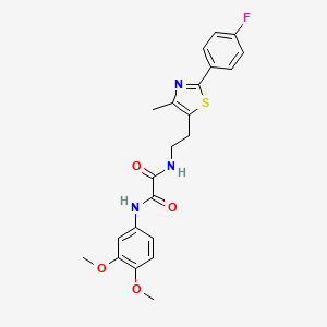 molecular formula C22H22FN3O4S B2370276 N1-(3,4-dimethoxyphenyl)-N2-(2-(2-(4-fluorophenyl)-4-methylthiazol-5-yl)ethyl)oxalamide CAS No. 895803-12-0