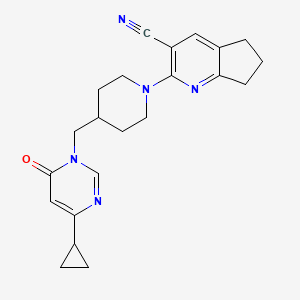 molecular formula C22H25N5O B2370306 2-{4-[(4-cyclopropyl-6-oxo-1,6-dihydropyrimidin-1-yl)methyl]piperidin-1-yl}-5H,6H,7H-cyclopenta[b]pyridine-3-carbonitrile CAS No. 2177060-00-1