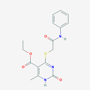 molecular formula C16H17N3O4S B2370337 ethyl 4-(2-anilino-2-oxoethyl)sulfanyl-6-methyl-2-oxo-1H-pyrimidine-5-carboxylate CAS No. 946209-45-6