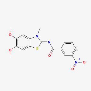 molecular formula C17H15N3O5S B2370358 N-[(2Z)-5,6-dimethoxy-3-methyl-2,3-dihydro-1,3-benzothiazol-2-ylidene]-3-nitrobenzamide CAS No. 895447-56-0