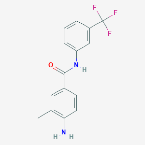 molecular formula C15H13F3N2O B2370402 4-Amino-3-methyl-N-[3-(trifluoromethyl)phenyl]benzamide CAS No. 331243-98-2